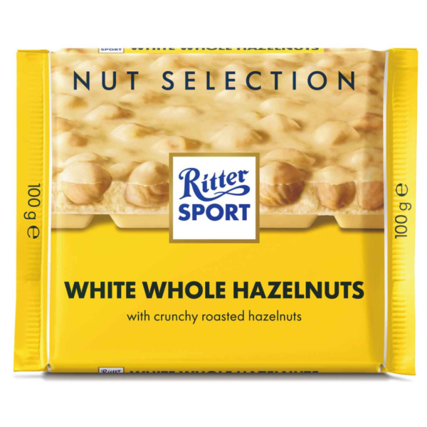 Ritter sport white chocolate with whole hazelnuts