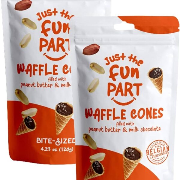 Fun part waffle cones filled with peanut butter &milk chocolate