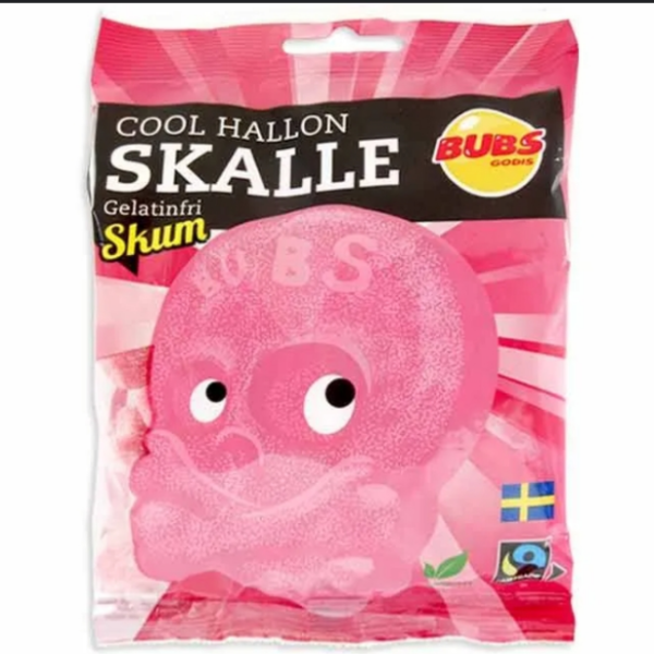 Bubs godis raspberry foam skull candy