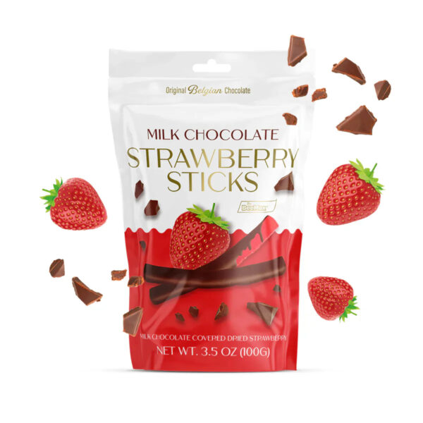 Milk chocolate strawberry sticks