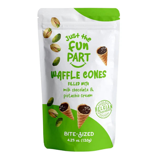 Fun Part Waffle Cones Filled with Milk Chocolate & Pistachio Cream