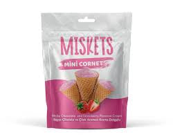 Miskets Mini Cornet White Chocolate and Strawberry Flavored Cream