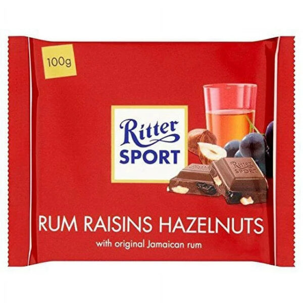 Ritter Sport Milk Chocolate with Rum Raisins & Hazelnuts