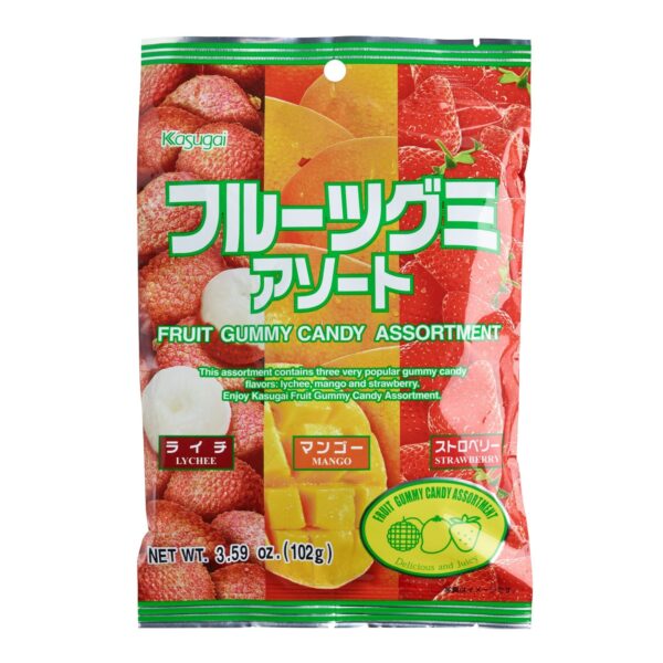 Kasugai Gummy Mix-Lychee,Mango,Strawberry 102g (Japan)
