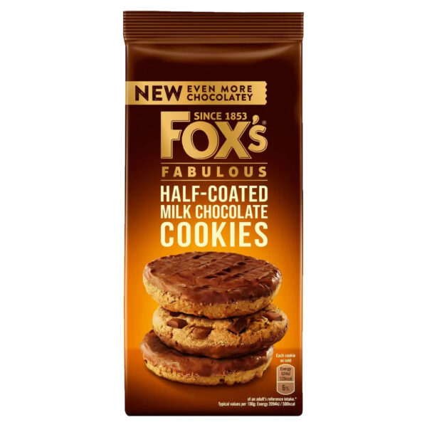 Fox's Chocolatey Half Coated Milk Chocolate Cookies - 180g (UK)