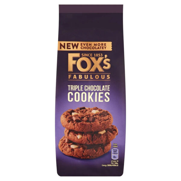 Fox's Chocolatey Triple Chocolate Choc Chunk Cookies- 180g (UK)