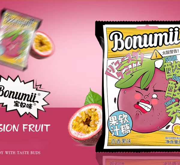 Bonumii Sour Show Juice Gummy – Passion Fruit Flavor 88g (China)