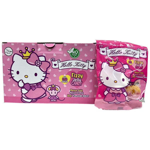 Hello Kitty Fizzy Jelly Candy Ring 24pck x 40g (Turkey)